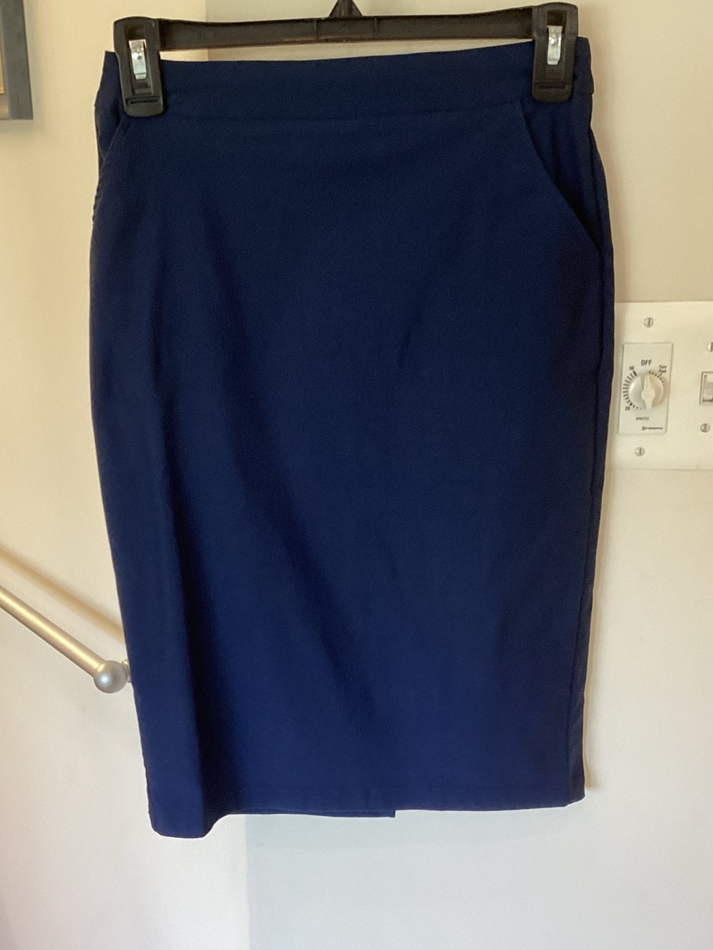 Tailored Navy Pencil Skirt - Sleek Women's Office Skirt - Small